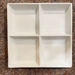 White Ceramic 4-Compartment Serving Tray by TAG